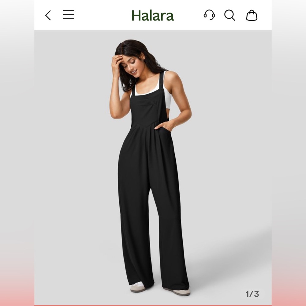 Halara black wide leg overalls